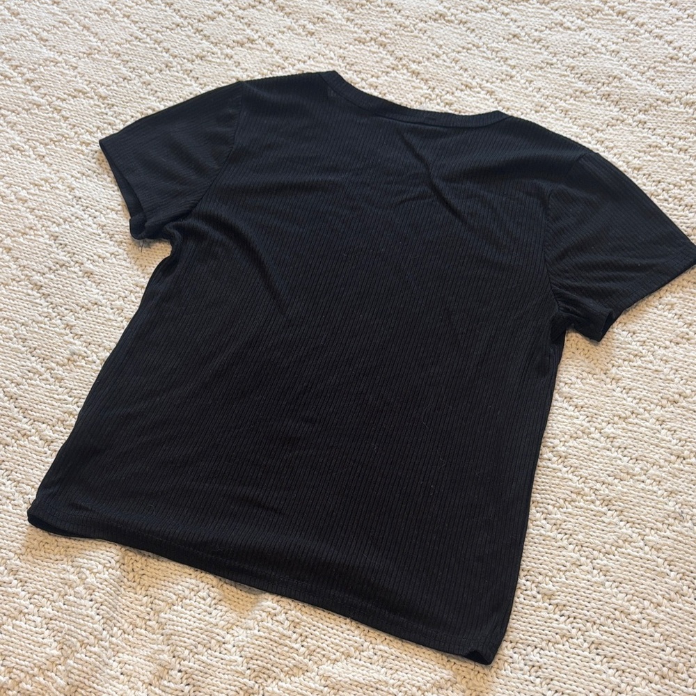 Black Ribbed T-Shirt - Picture 6 of 6